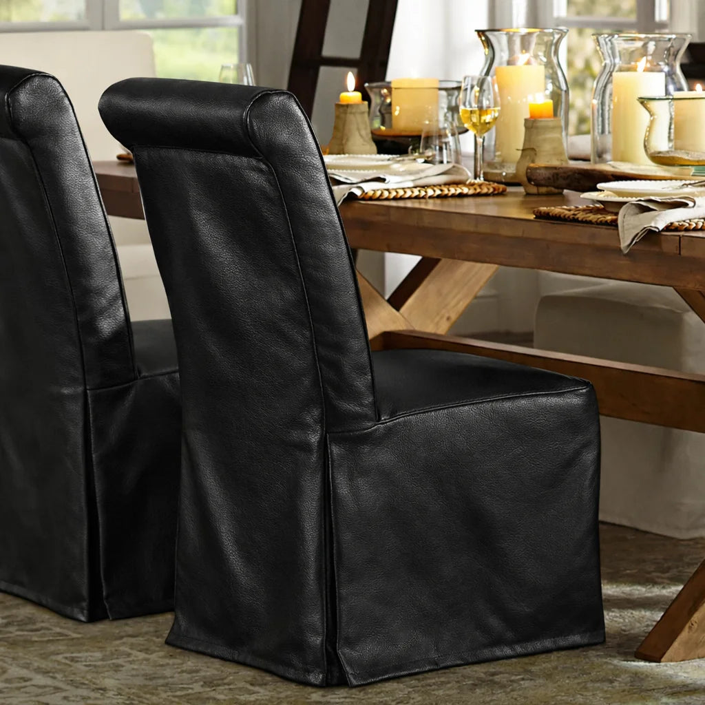 Black Minotti YX-40 | Long-Skirt Dining Chair Slipcover