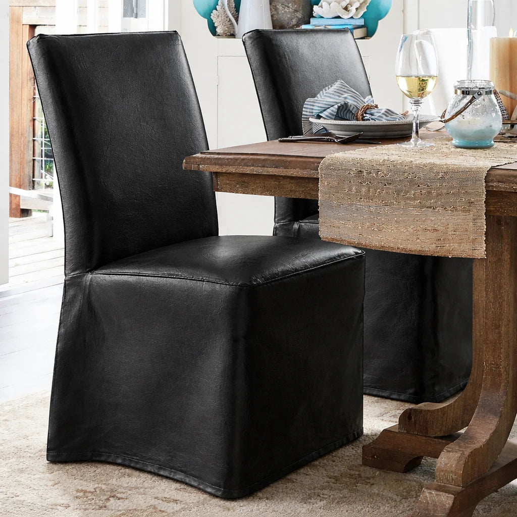 Black Minotti YX-40 | Long-Skirt Dining Chair Slipcover