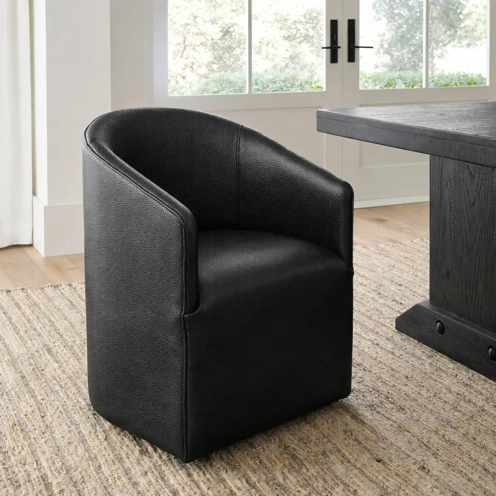 Black Minotti YX-40 | Long-Skirt Dining Chair with armrest Slipcover