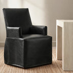 Black Minotti YX-40 | Long-Skirt Dining Chair with armrest Slipcover