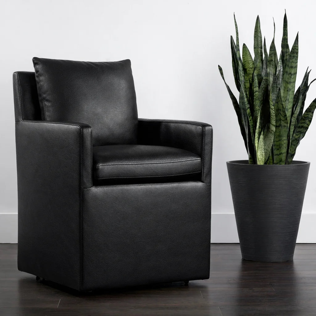 Black Minotti YX-40 | Long-Skirt Dining Chair with armrest Slipcover