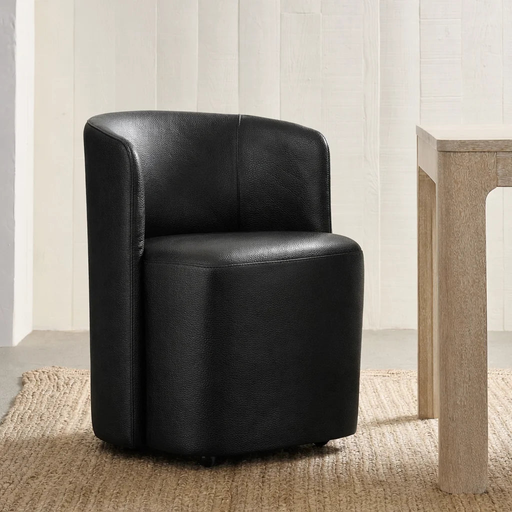 Black Minotti YX-40 | Long-Skirt Dining Chair with armrest Slipcover