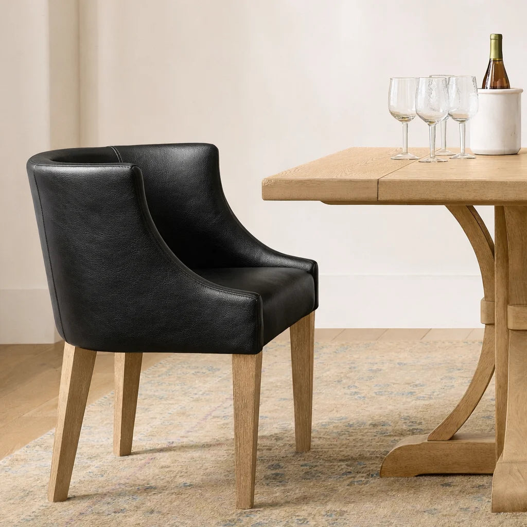 Black Minotti YX-40 | Snug fit Dining Chair with armrest Slipcover