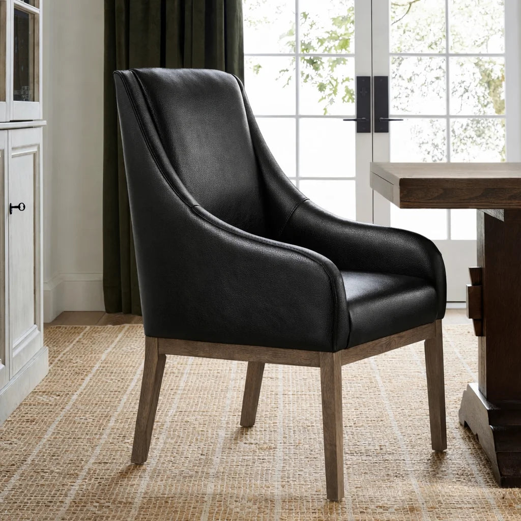 Black Minotti YX-40 | Snug fit Dining Chair with armrest Slipcover
