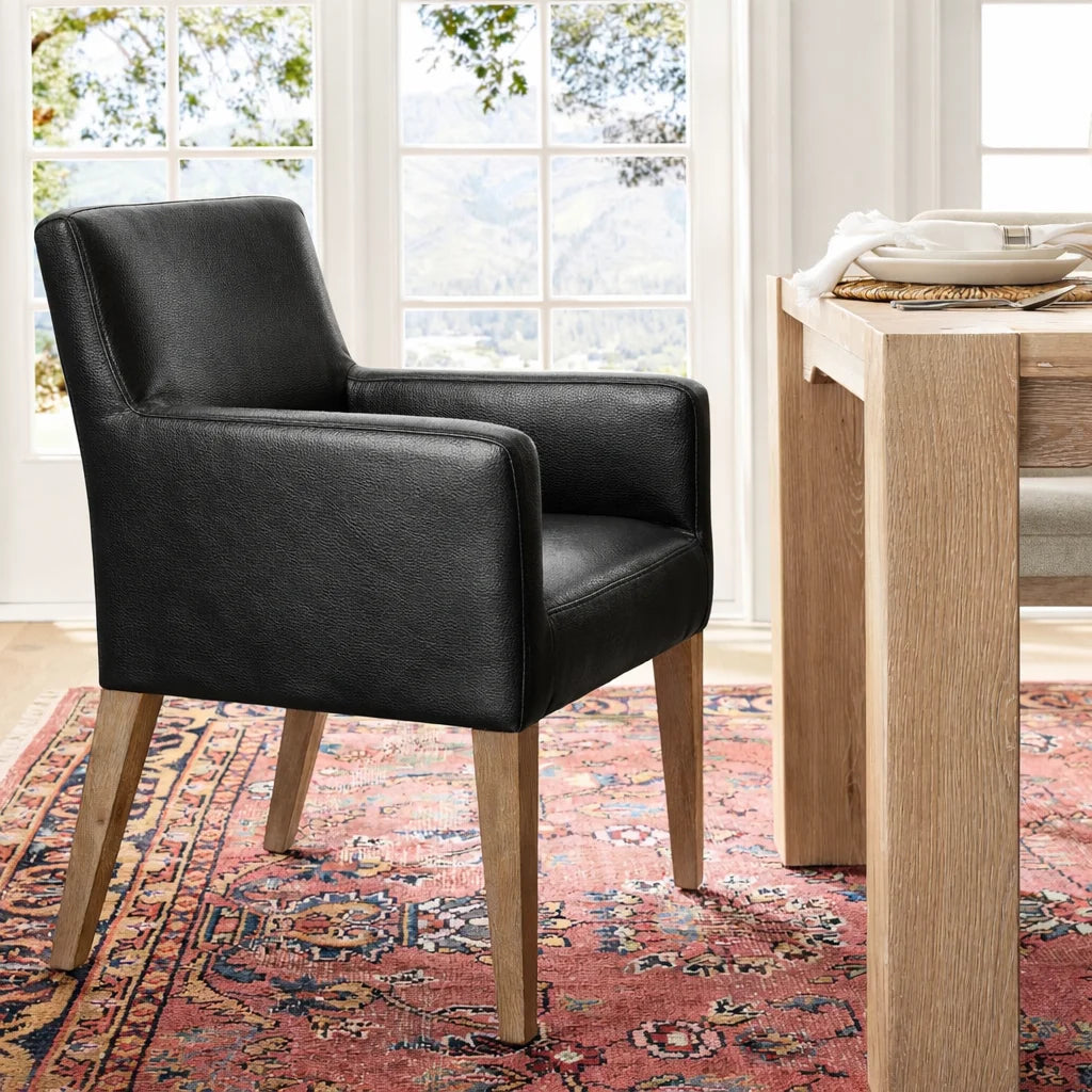 Black Minotti YX-40 | Snug fit Dining Chair with armrest Slipcover
