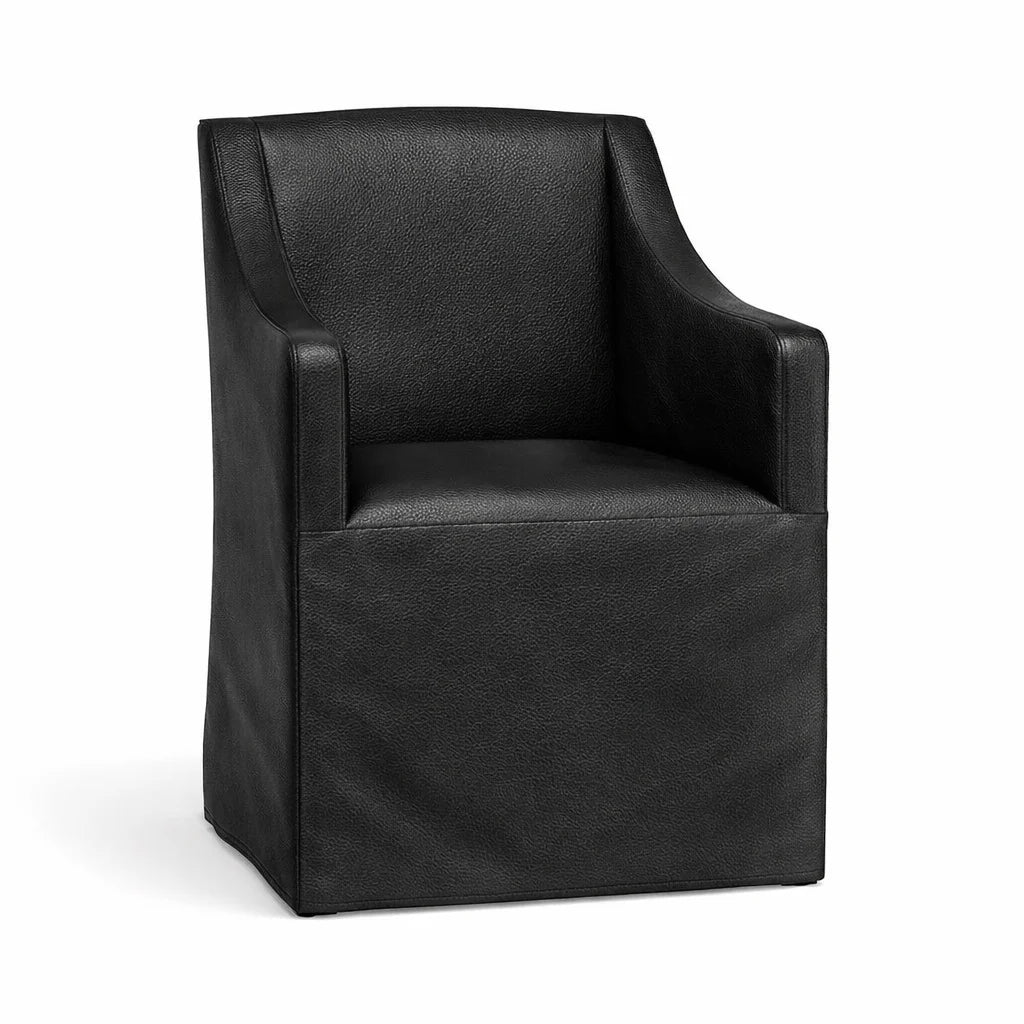 Black Minotti YX-40 | Long-Skirt Dining Chair with armrest Slipcover