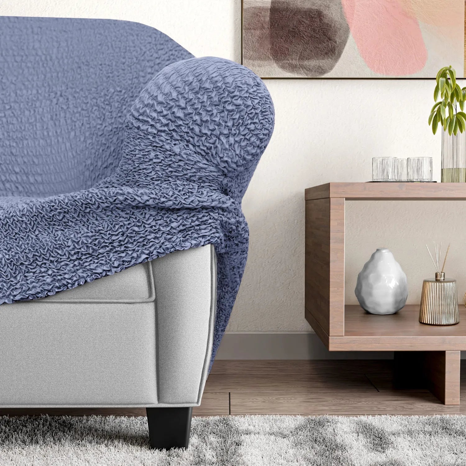 Housse de fauteuil en microfibre bleue