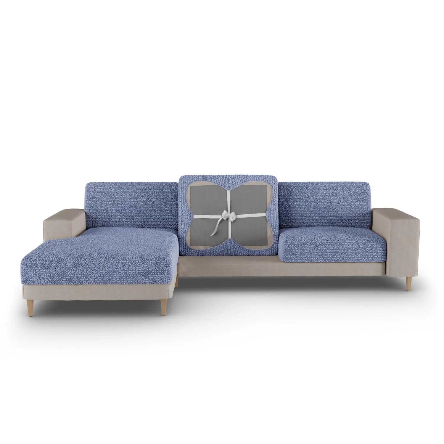 Housse de coussin de siège en microfibre bleue