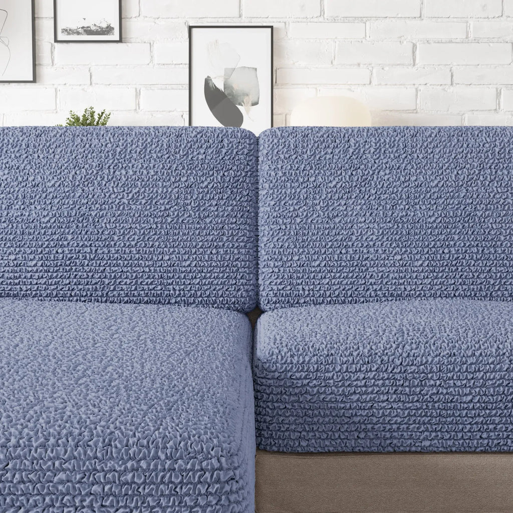 Funda de cojín de microfibra azul para asiento