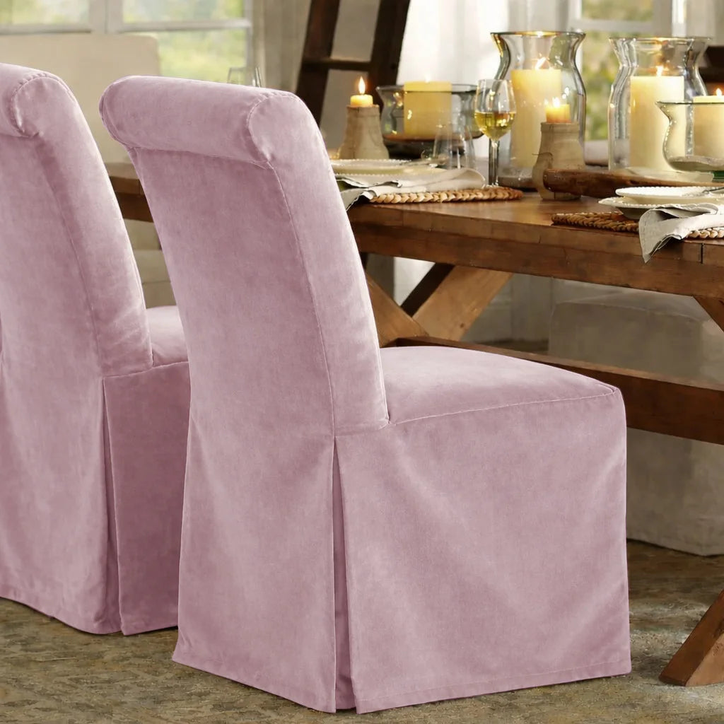 Blush Pink WB PBV2042 - 21 | Long-Skirt Dining Chair Slipcover