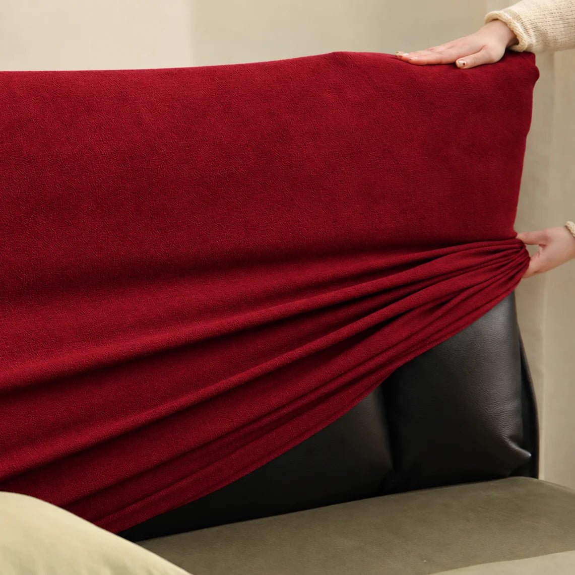 Burgundy · Stretch-Fit Bed Headboard Cover