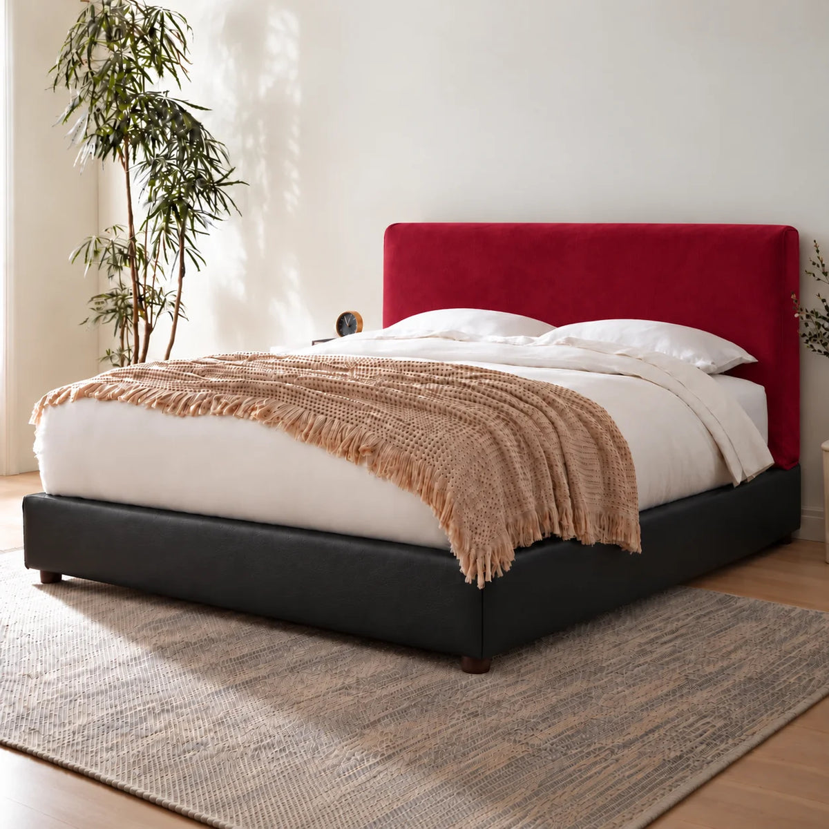 Burgundy · Stretch-Fit Bed Headboard Cover