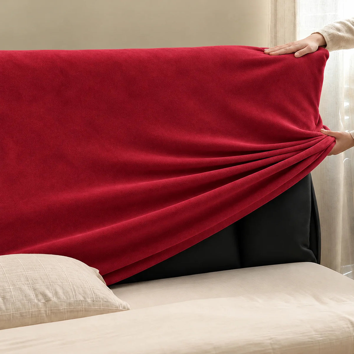 Burgundy · Stretch-Fit Bed Headboard Cover