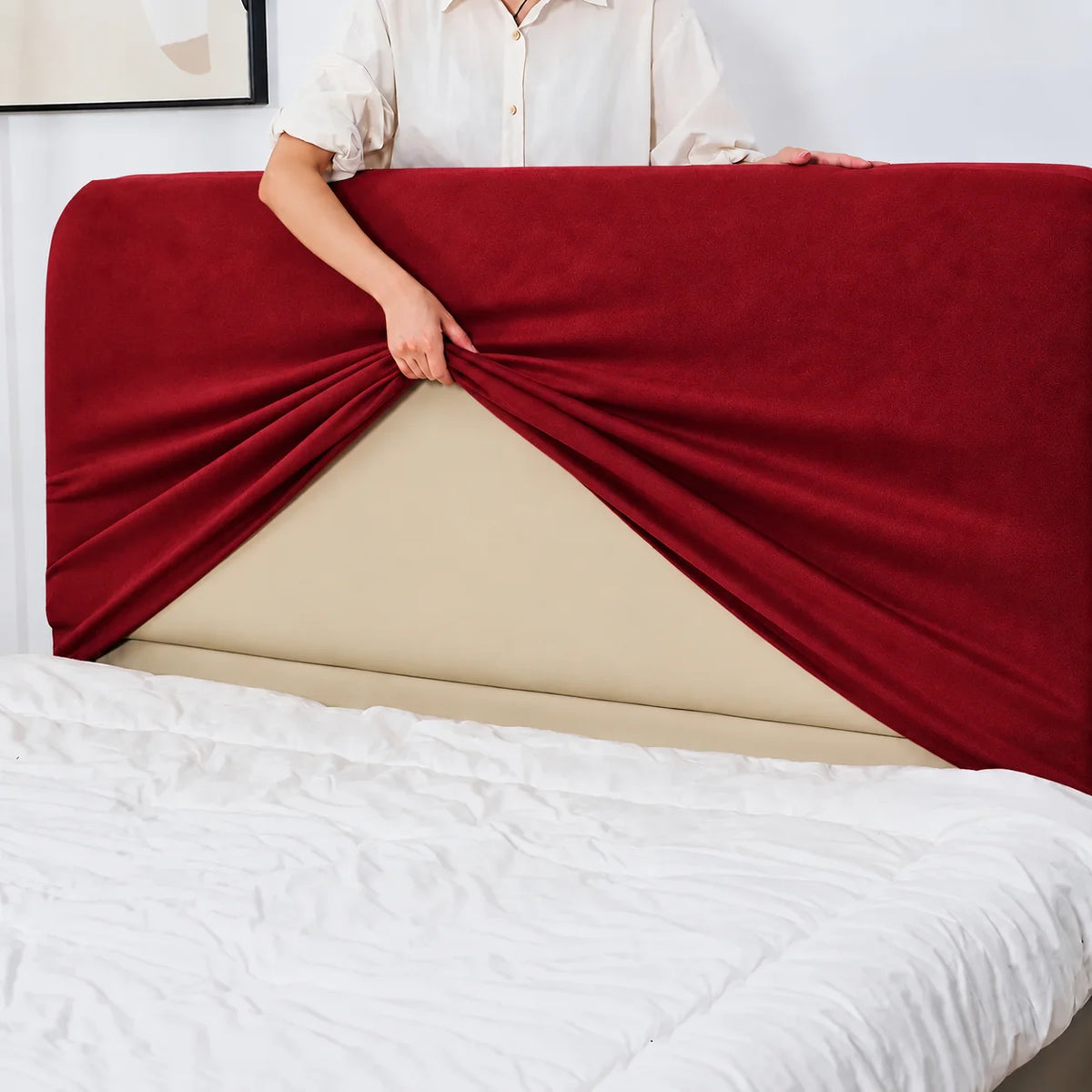 Burgundy · Stretch-Fit Bed Headboard Cover