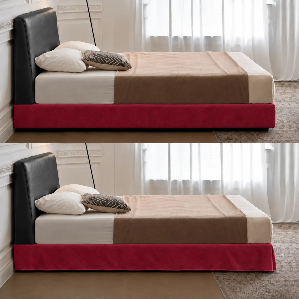 Burgundy · Stretch-Fit Inset Bed Frame Cover