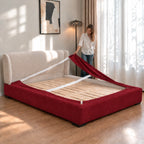 Burgundy · Stretch-Fit Inset Bed Frame Cover · Elastic Bands + Back Elastic