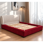 Burgundy · Stretch-Fit Inset Bed Frame Cover · Elastic Bands + Back Elastic