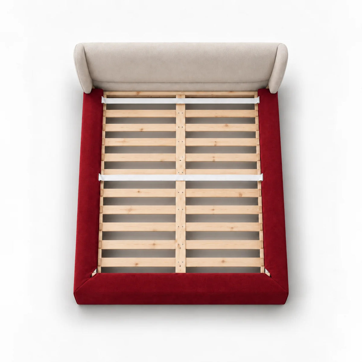 Burgundy · Stretch-Fit Inset Bed Frame Cover · Elastic Bands + Back Elastic