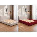 Burgundy · Stretch-Fit Inset Bed Frame Cover · Elastic Bands + Back Elastic