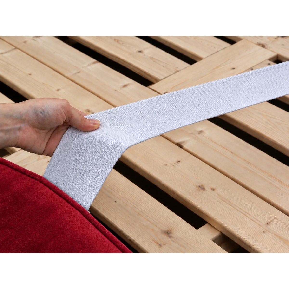Burgundy · Stretch-Fit Inset Bed Frame Cover · Elastic Bands + Back Elastic