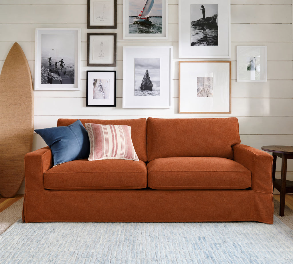 Burnished Caramel Luna-16 custom sofa slipcover