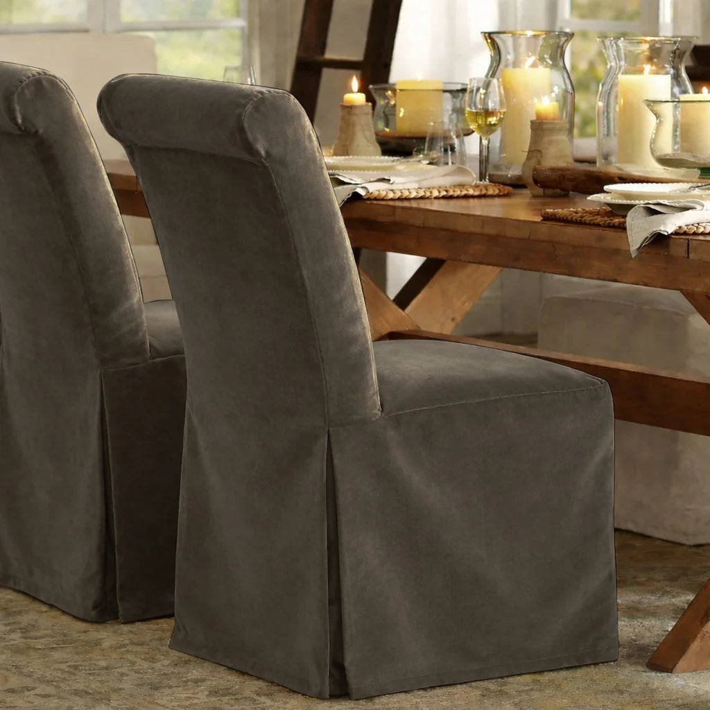 Café au Lait WB PBV2042 - 06 | Long-Skirt Dining Chair Slipcover