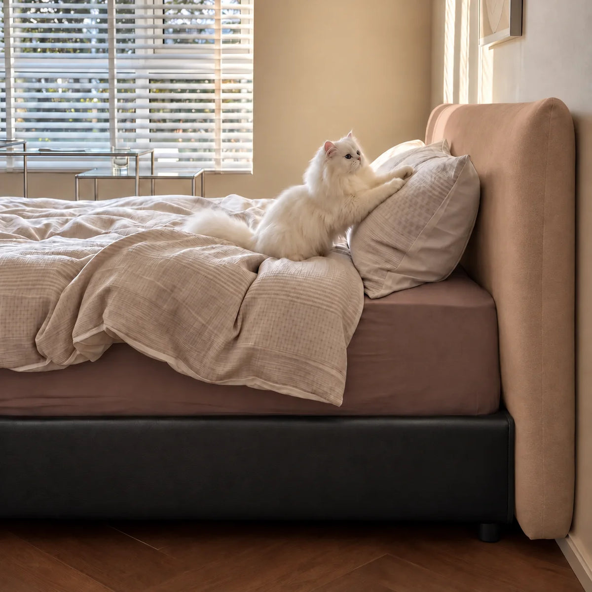 Camel Beige · Stretch-Fit Bed Headboard Cover