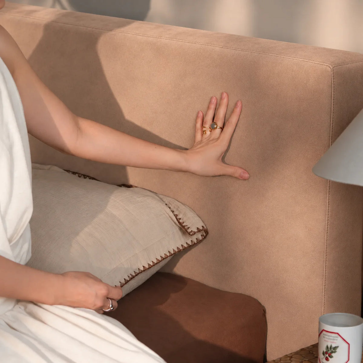 Camel Beige · Stretch-Fit Bed Headboard Cover