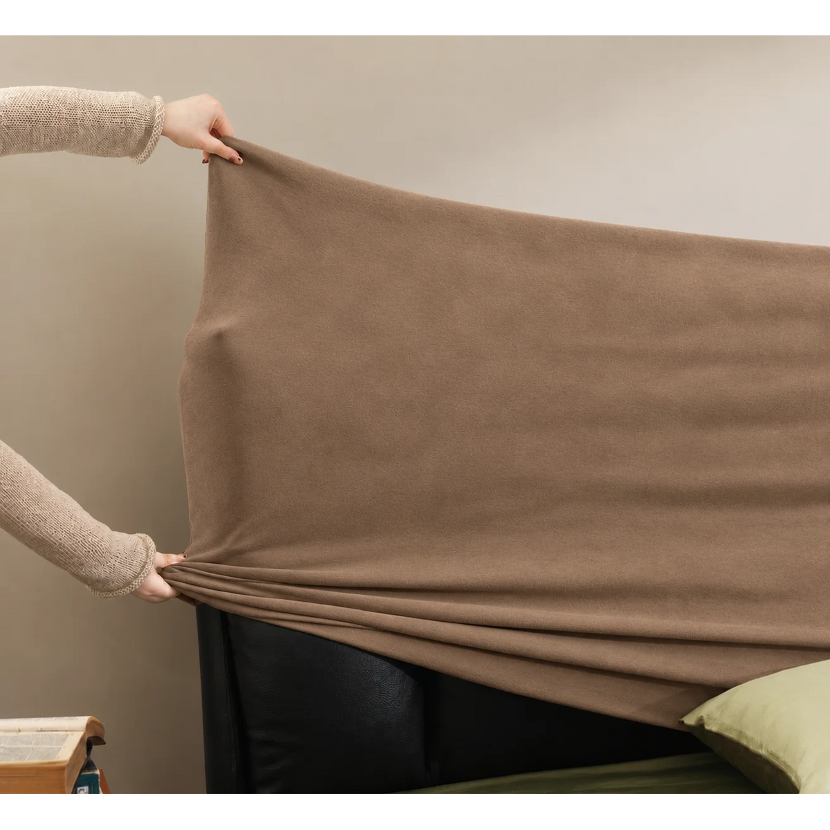 Camel Beige · Stretch-Fit Bed Headboard Cover