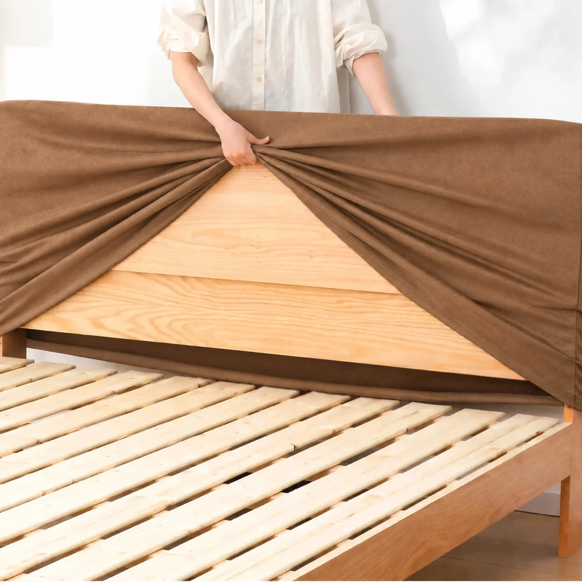 Camel Beige · Stretch-Fit Bed Headboard Cover
