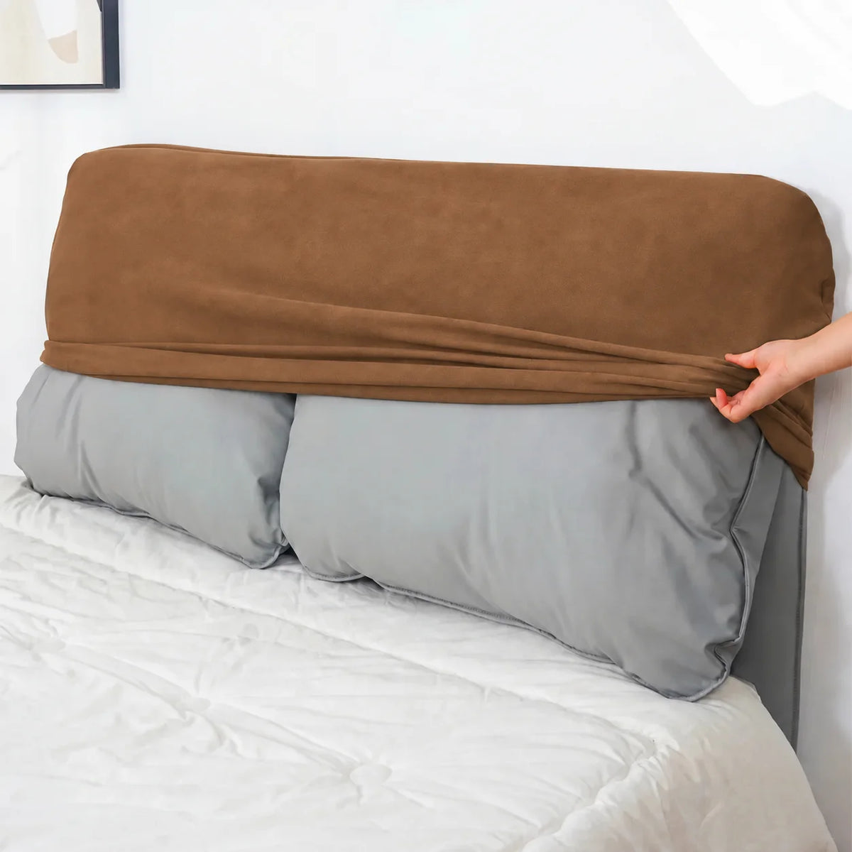 Camel Beige · Stretch-Fit Bed Headboard Cover