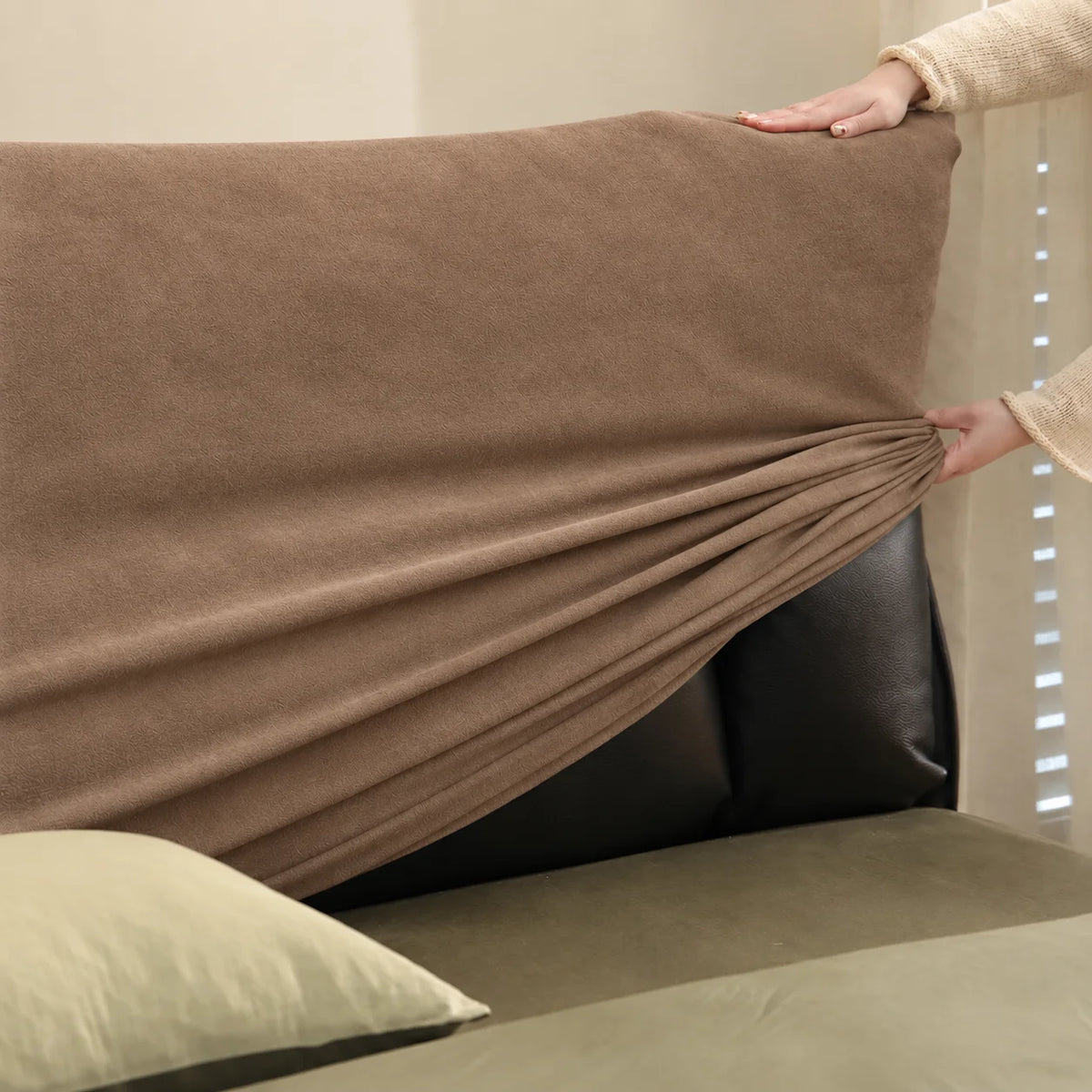 Camel Beige · Stretch-Fit Bed Headboard Cover