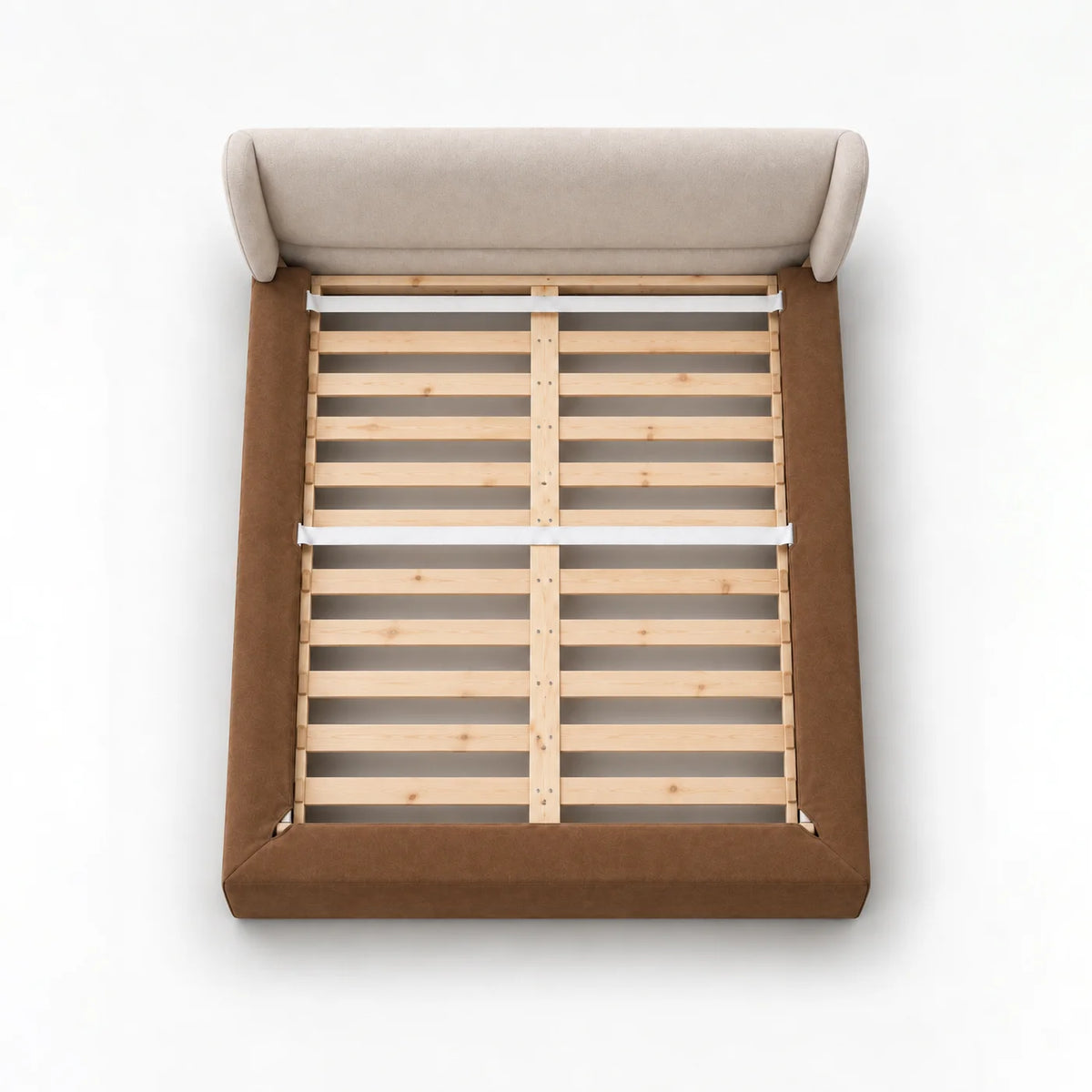 Caramel Brown · Stretch-Fit Inset Bed Frame Cover · Elastic Bands + Back Elastic