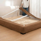 Camel Beige · Stretch-Fit Inset Bed Frame Cover · Elastic Bands + Back Elastic