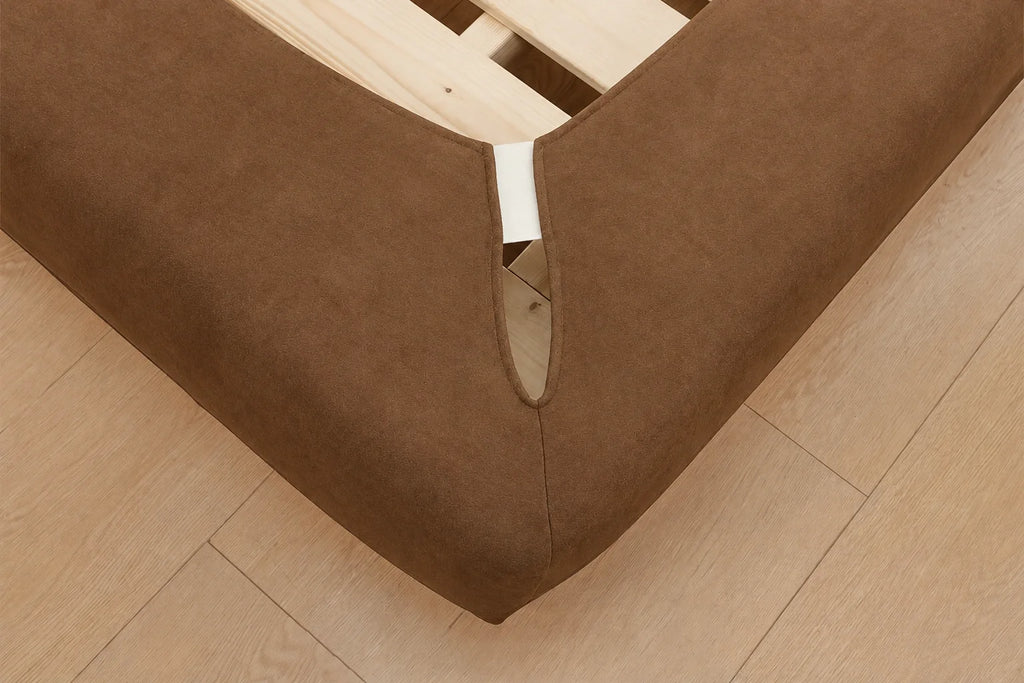 Camel Beige · Stretch-Fit Inset Bed Frame Cover · Elastic Bands + Back Elastic