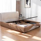 Camel Beige · Stretch-Fit Inset Bed Frame Cover · Tie Straps + Back Elastic