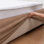Camel Beige · Stretch-Fit Inset Bed Frame Cover · Tie Straps + Back Elastic