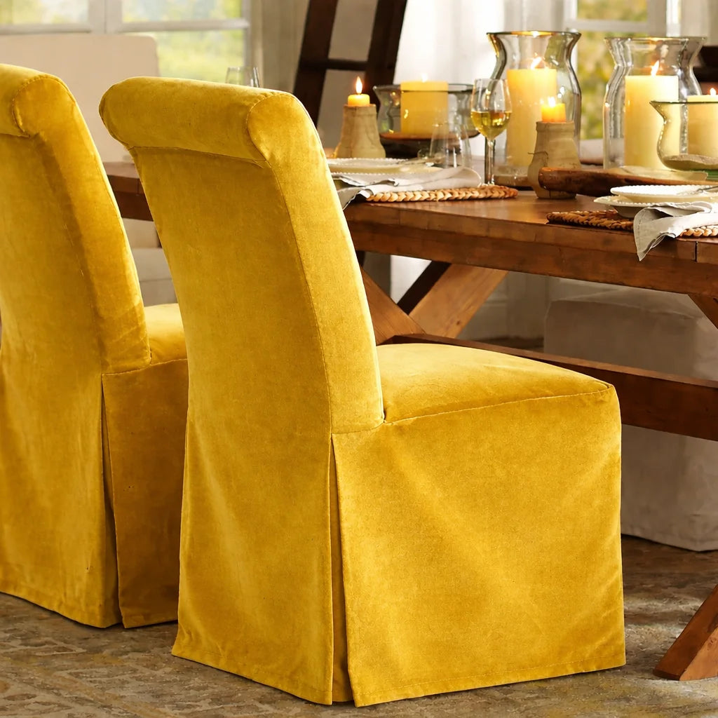 Canary Yellow WB PBV2042 - 32 | Long-Skirt Dining Chair Slipcover