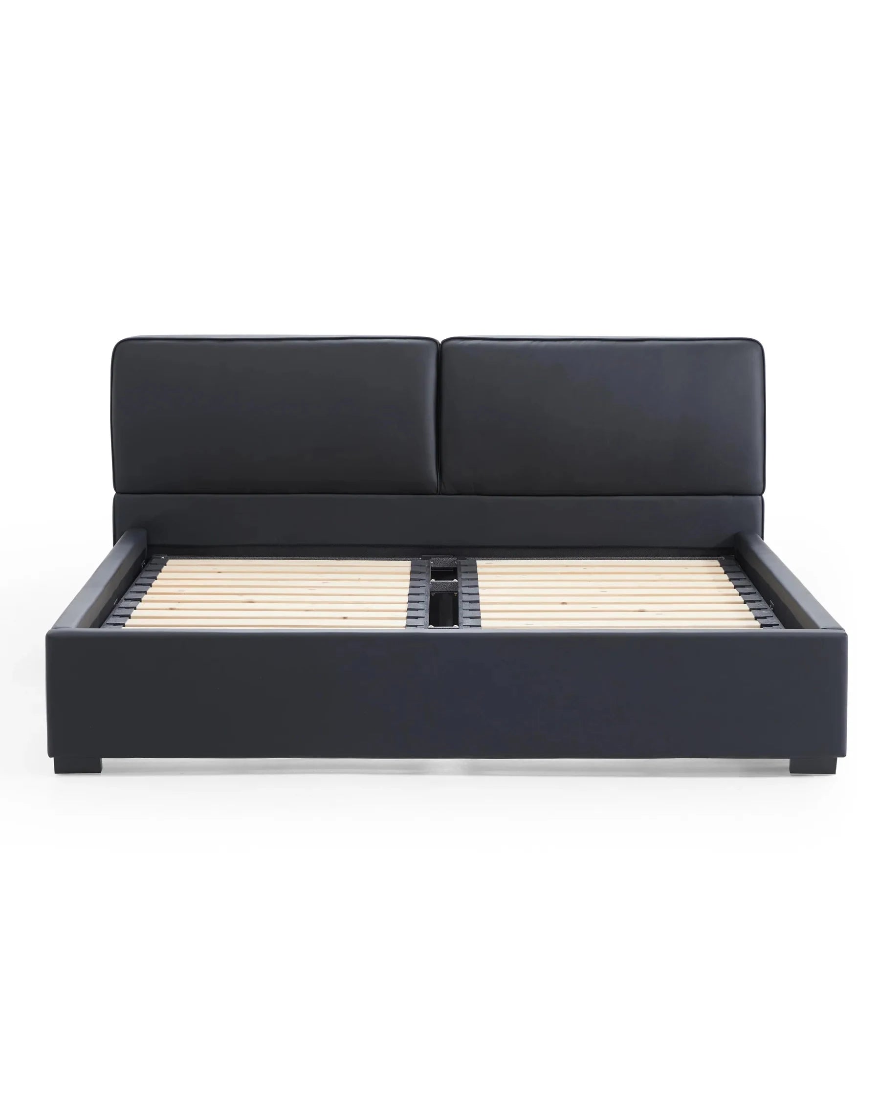 Cama de plataforma tapizada + funda para cabecero | Antracita clásica 