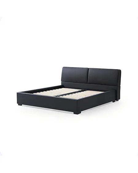 Lit plateforme rembourré + housse de tête de lit | Anthracite classique 