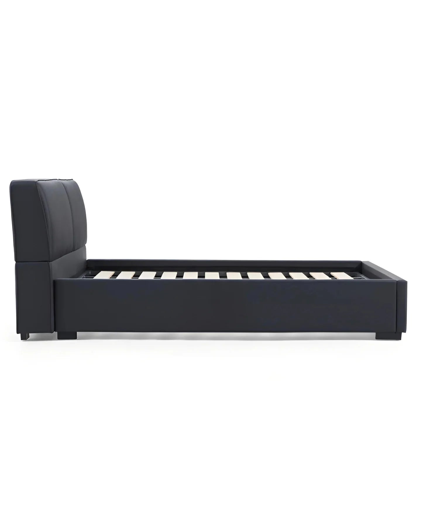 Lit plateforme rembourré + housse de tête de lit | Anthracite classique 