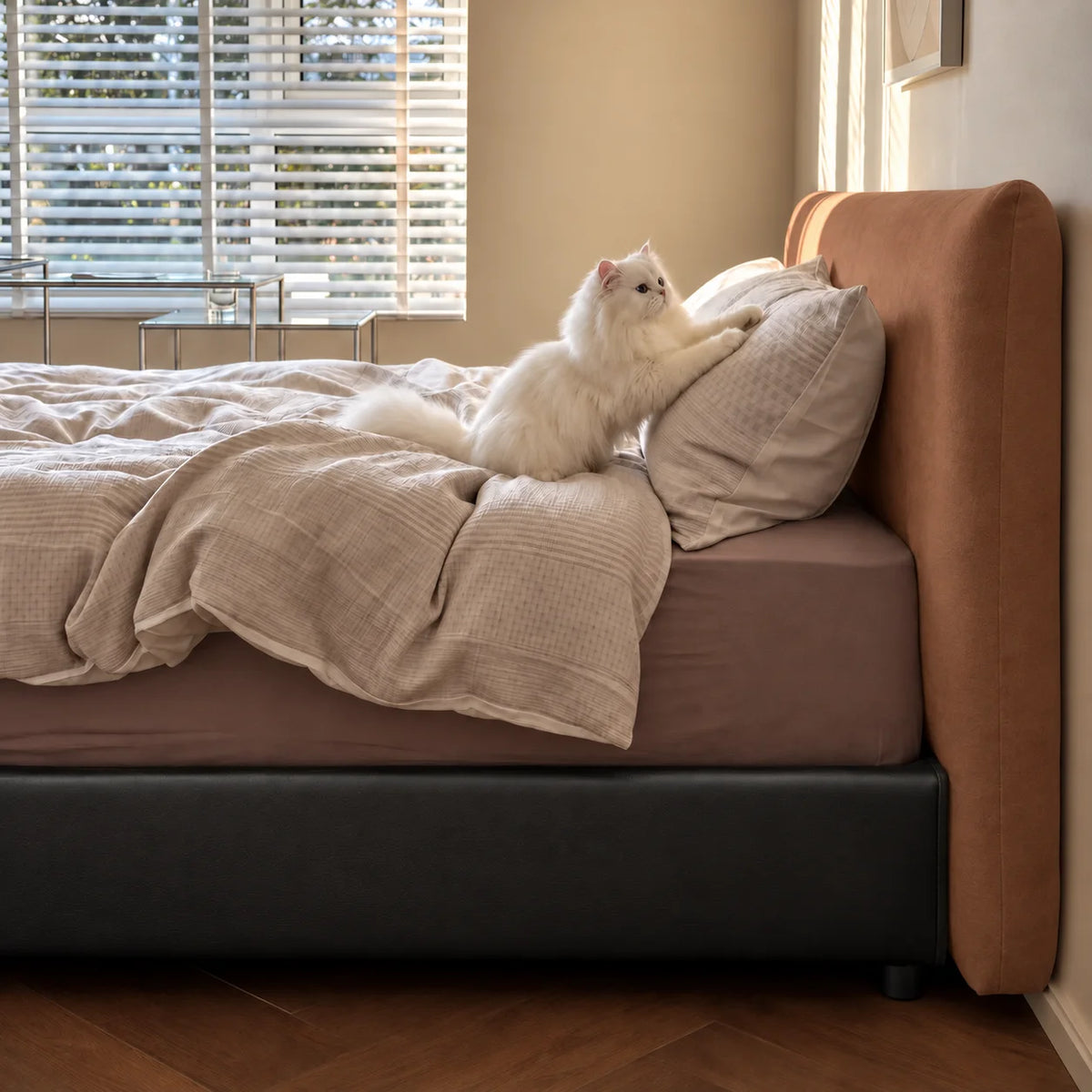 Caramel Brown · Stretch-Fit Bed Headboard Cover