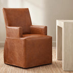 Caramel Minotti YX-24 | Long-Skirt Dining Chair with armrest Slipcover