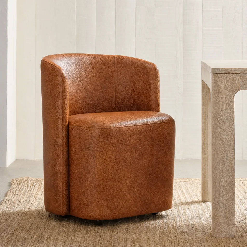 Caramel Minotti YX-24 | Long-Skirt Dining Chair with armrest Slipcover