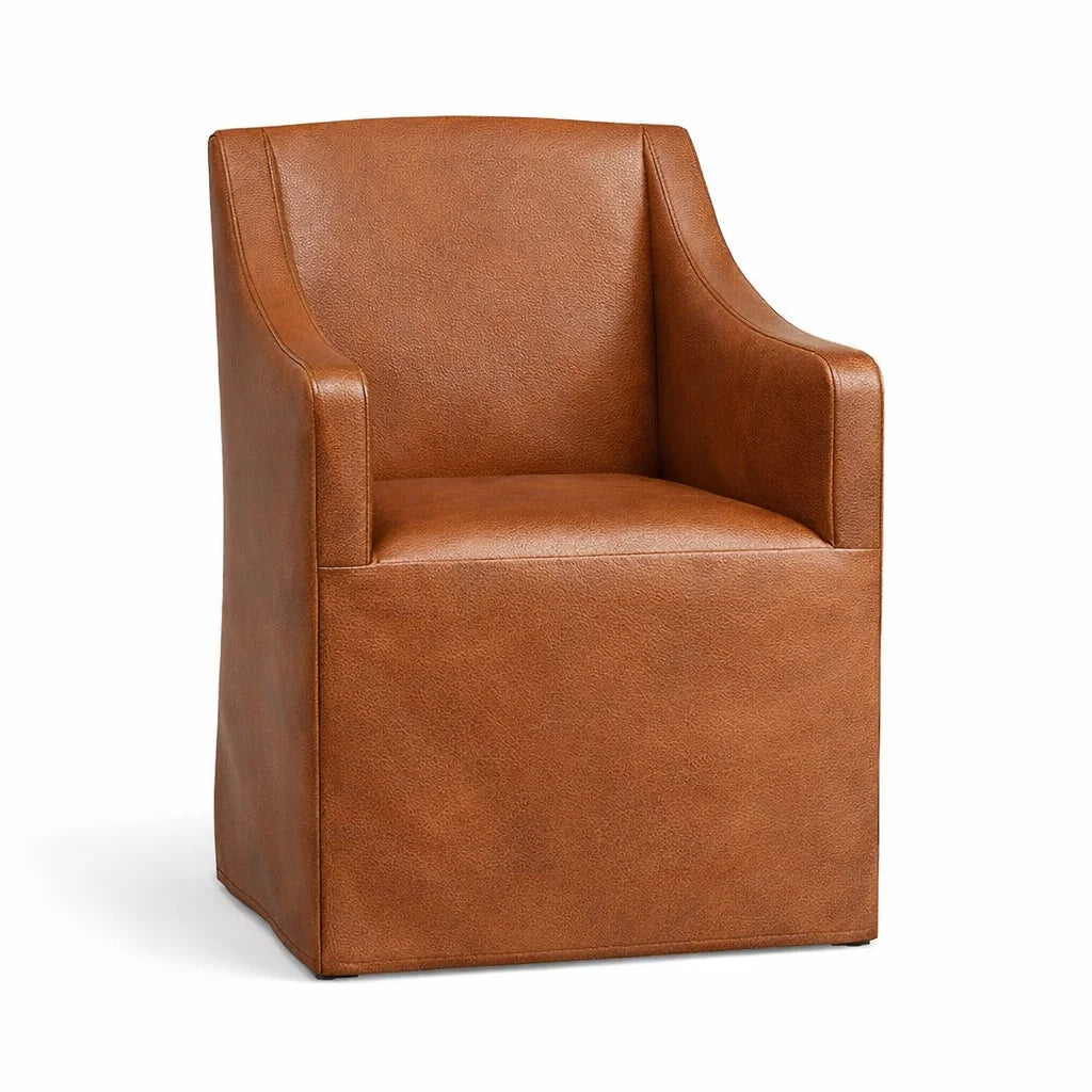 Caramel Minotti YX-24 | Long-Skirt Dining Chair with armrest Slipcover