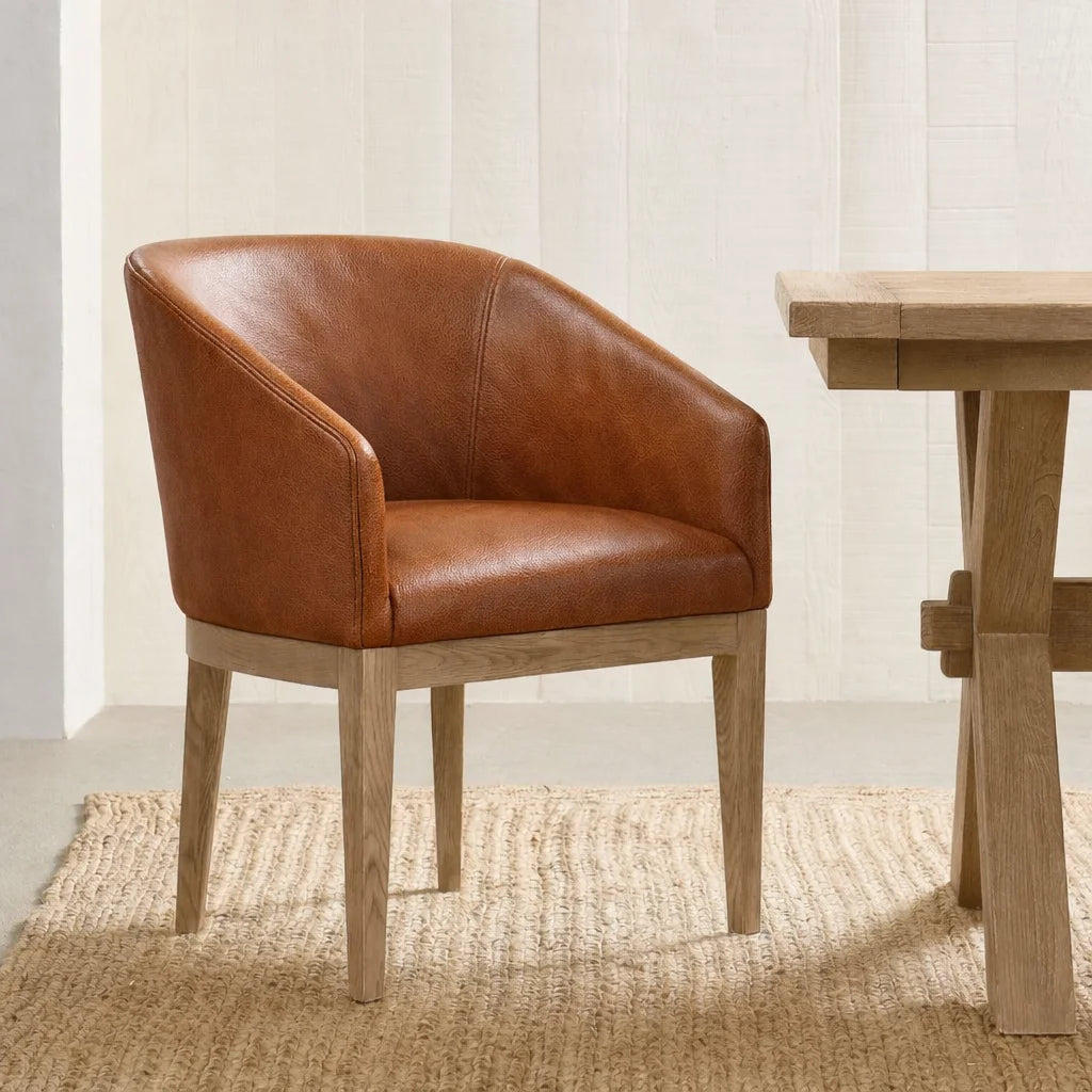 Caramel Minotti YX-24 | Snug fit Dining Chair with armrest Slipcover