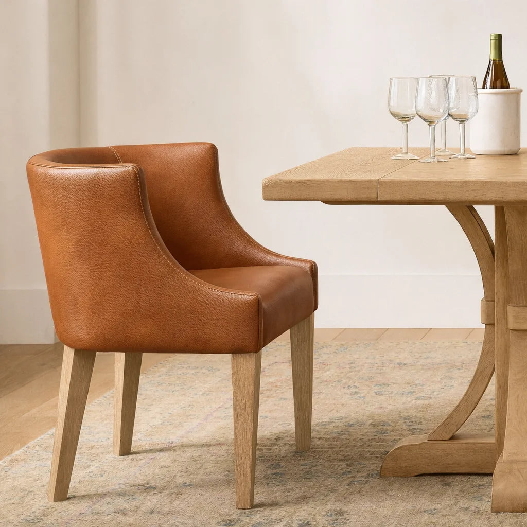 Caramel Minotti YX-24 | Snug fit Dining Chair with armrest Slipcover