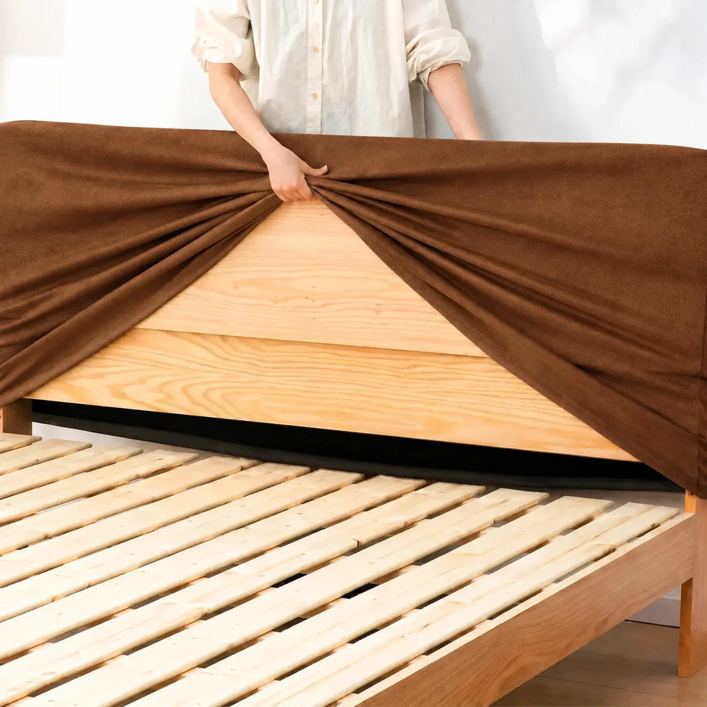 Caramel Brown · Stretch-Fit Bed Headboard Cover