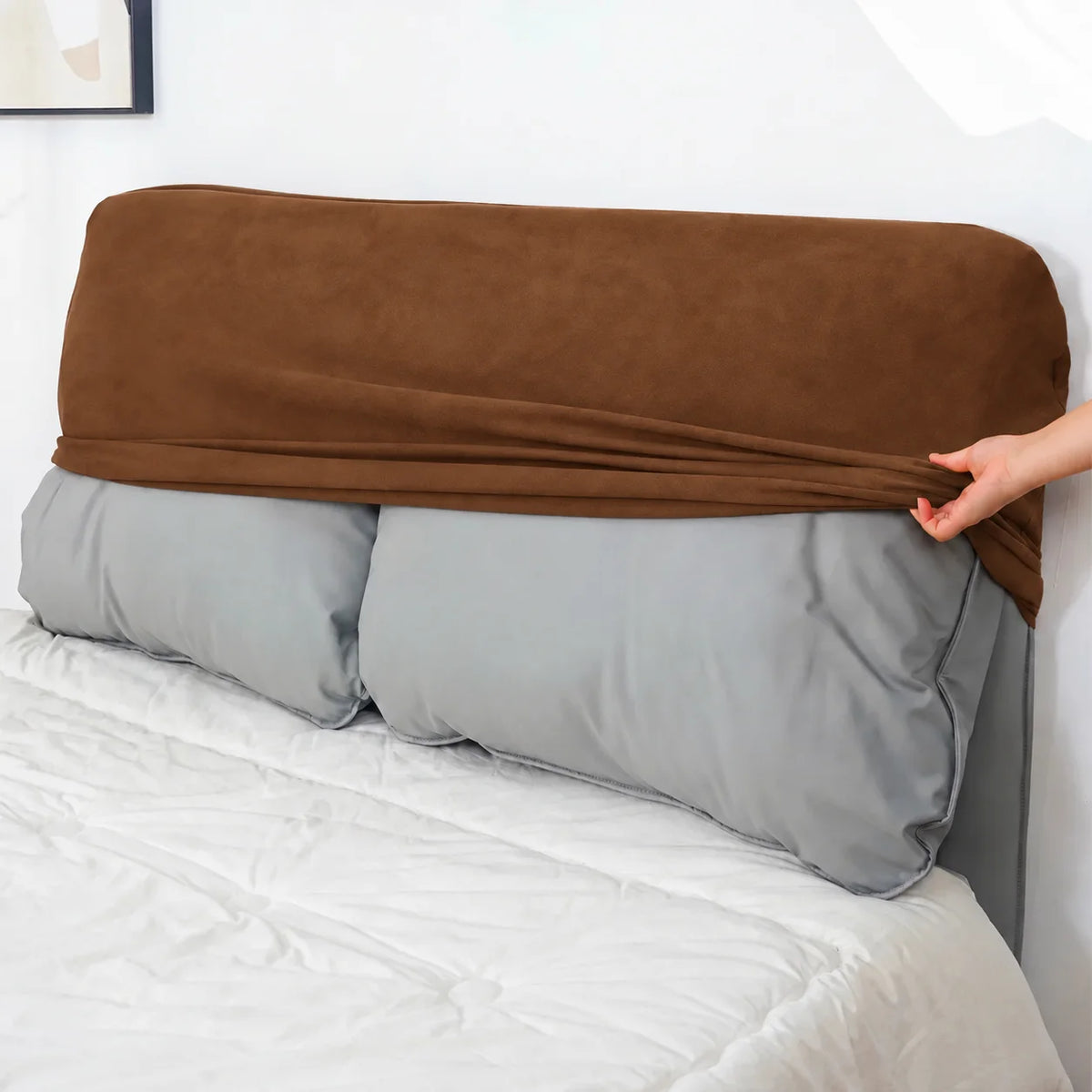 Caramel Brown · Stretch-Fit Bed Headboard Cover