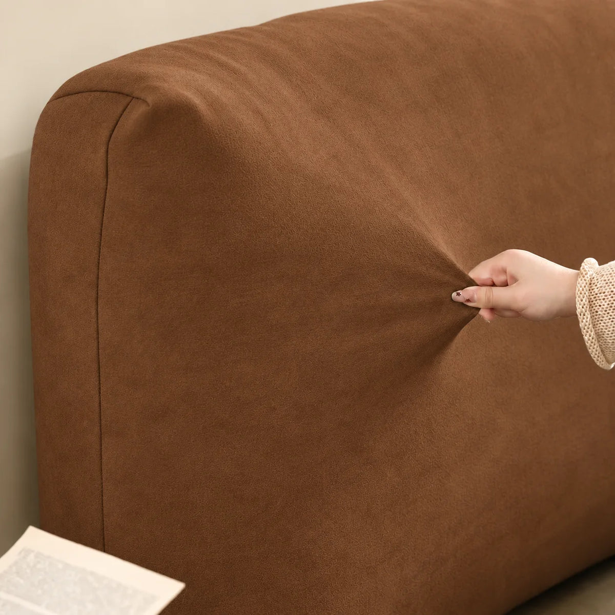 Caramel Brown · Stretch-Fit Bed Headboard Cover